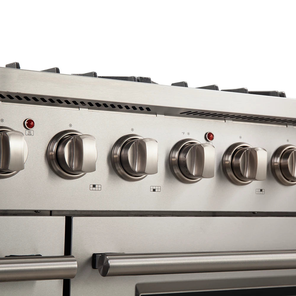 FORNO  Galiano 48-Inch Freestanding Gas Range, Stainless Steel, 8 Burners, 107,000 BTU, Griddle, Double Ovens, Energy Efficient - Stainless Steel (FFSGS624448)