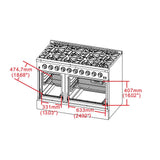 FORNO  Galiano 48-Inch Freestanding Gas Range, Stainless Steel, 8 Burners, 107,000 BTU, Griddle, Double Ovens, Energy Efficient - Stainless Steel (FFSGS624448)