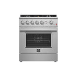 FORNO  Giovanni 30-inch Gas Range , 5 Burners 67,000 BTU, 4.32 cu.ft. Convection Oven - Stainless Steel (FFSGS627430)