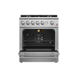 FORNO  Giovanni 30-inch Gas Range , 5 Burners 67,000 BTU, 4.32 cu.ft. Convection Oven - Stainless Steel (FFSGS627430)