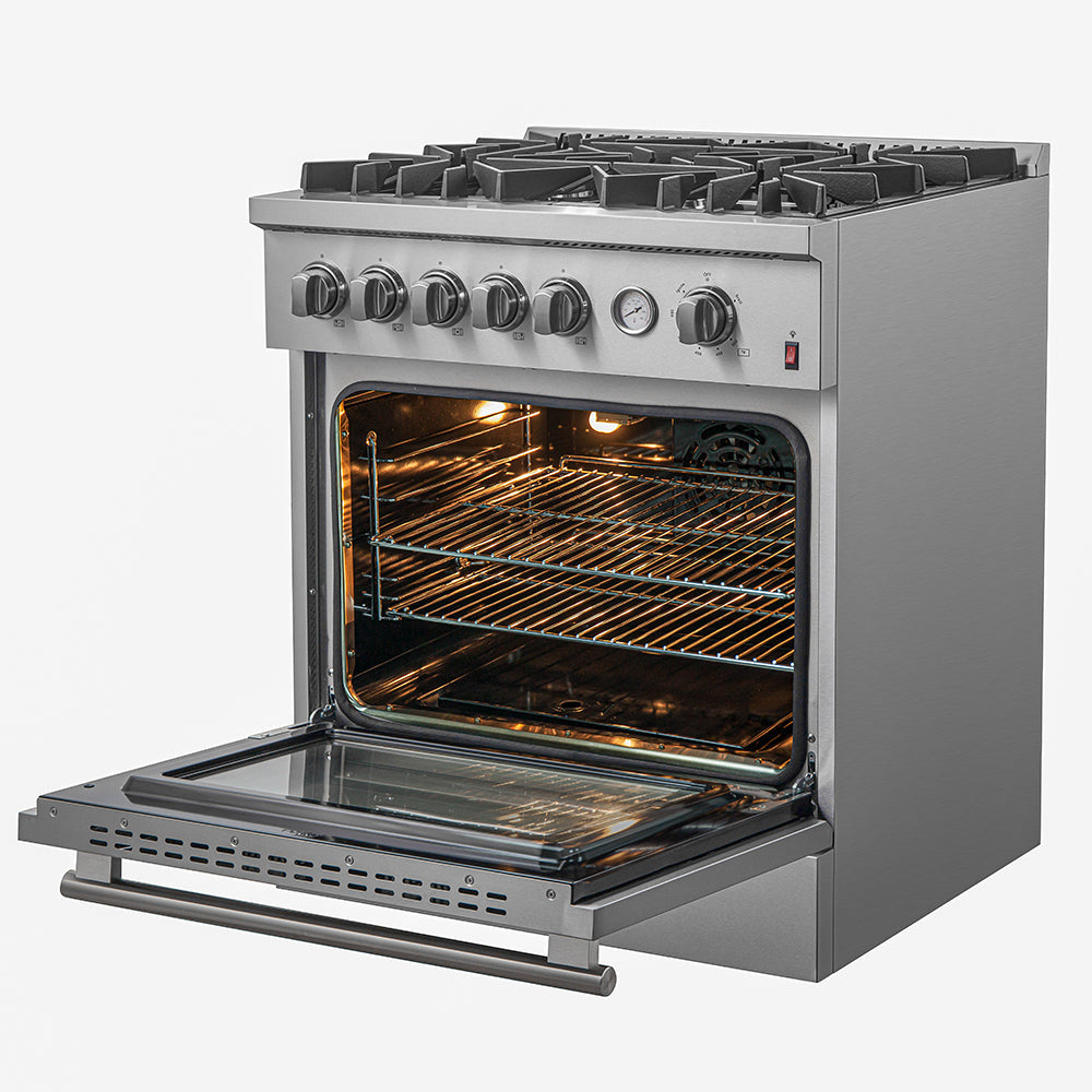 FORNO  Giovanni 30-inch Gas Range , 5 Burners 67,000 BTU, 4.32 cu.ft. Convection Oven - Stainless Steel (FFSGS627430)