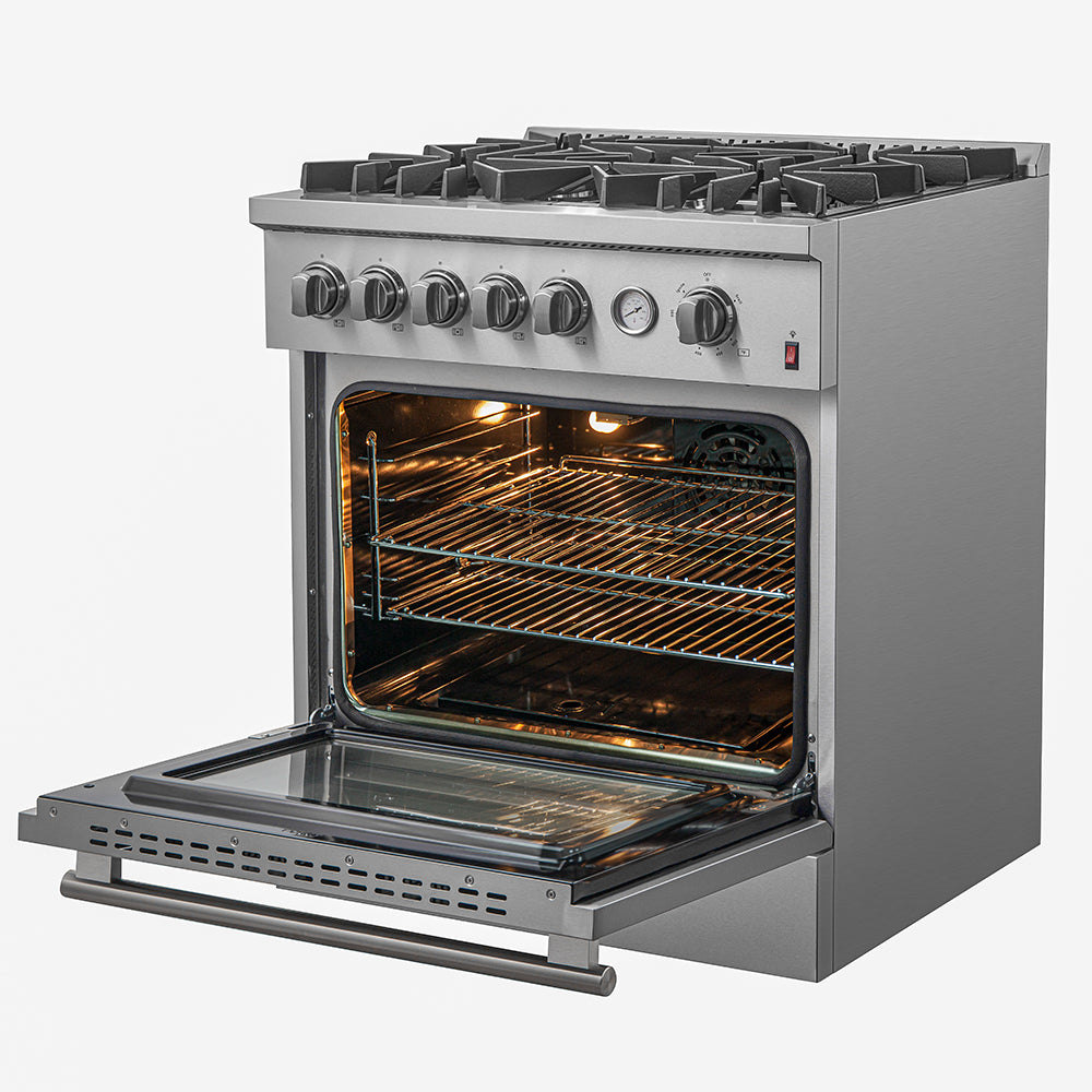 FORNO  Giovanni 30-inch Gas Range , 5 Burners 67,000 BTU, 4.32 cu.ft. Convection Oven - Stainless Steel (FFSGS627430)
