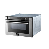 FORNO  Capoliveri 24-Inch Microwave Drawer, Stainless Steel, 1.2 cu.ft, 1500 Watts, Built-In, Touch Control LCD Display, Auto-Touch Open/Close, 11 Power Levels, Sensor Cooking - Stainless Steel (FMWDR300024)