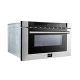 FORNO  Capoliveri 24-Inch Microwave Drawer, Stainless Steel, 1.2 cu.ft, 1500 Watts, Built-In, Touch Control LCD Display, Auto-Touch Open/Close, 11 Power Levels, Sensor Cooking - Stainless Steel (FMWDR300024)