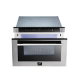 FORNO  Capoliveri 24-Inch Microwave Drawer, Stainless Steel, 1.2 cu.ft, 1500 Watts, Built-In, Touch Control LCD Display, Auto-Touch Open/Close, 11 Power Levels, Sensor Cooking - Stainless Steel (FMWDR300024)
