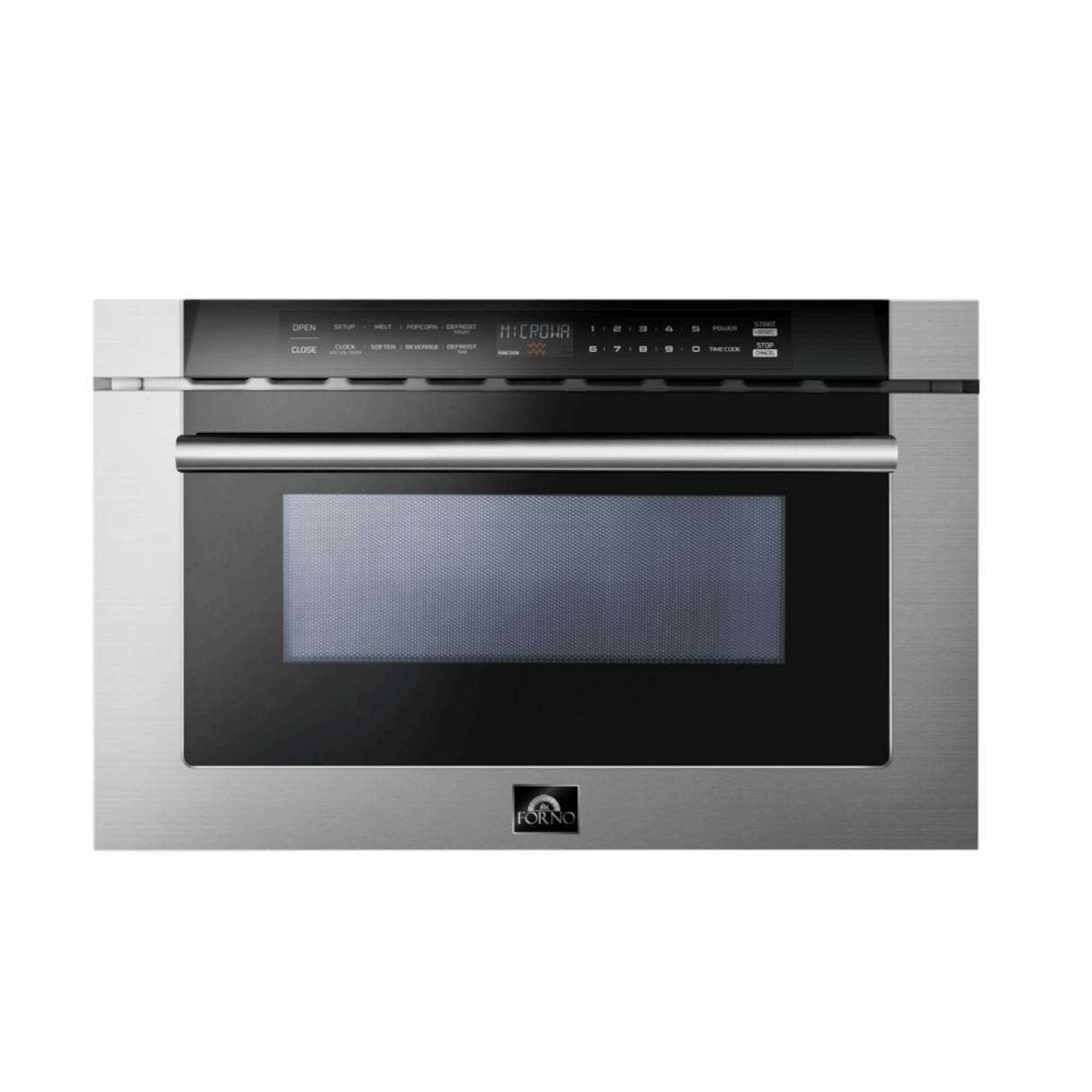 Forno Capoliveri 24-Inch Microwave Drawer, , 1.2 cu.ft, 1000 Watts, Built-In, Touch Control LCD Display, Auto-Touch Open/Close, 11 Power Levels, Sensor Cooking - Stainless (FMWDR300024)