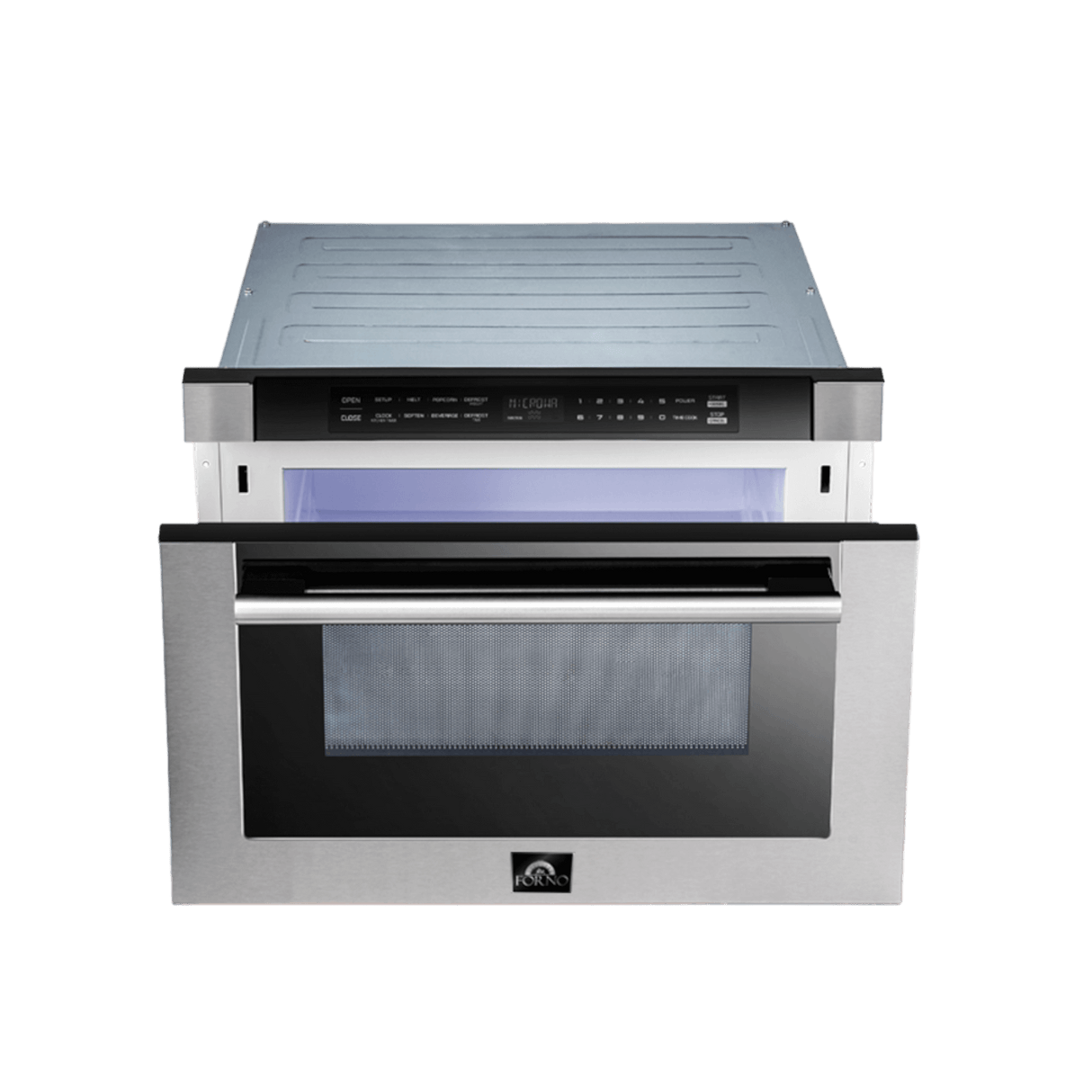 Forno Capoliveri 24-Inch Microwave Drawer, , 1.2 cu.ft, 1000 Watts, Built-In, Touch Control LCD Display, Auto-Touch Open/Close, 11 Power Levels, Sensor Cooking - Stainless (FMWDR300024)