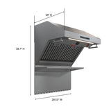 FORNO  Savona 30-Inch Wall Mount Range Hood, Baffle Filters, Backsplash Included - Stainless Steel (FRHWM502930)