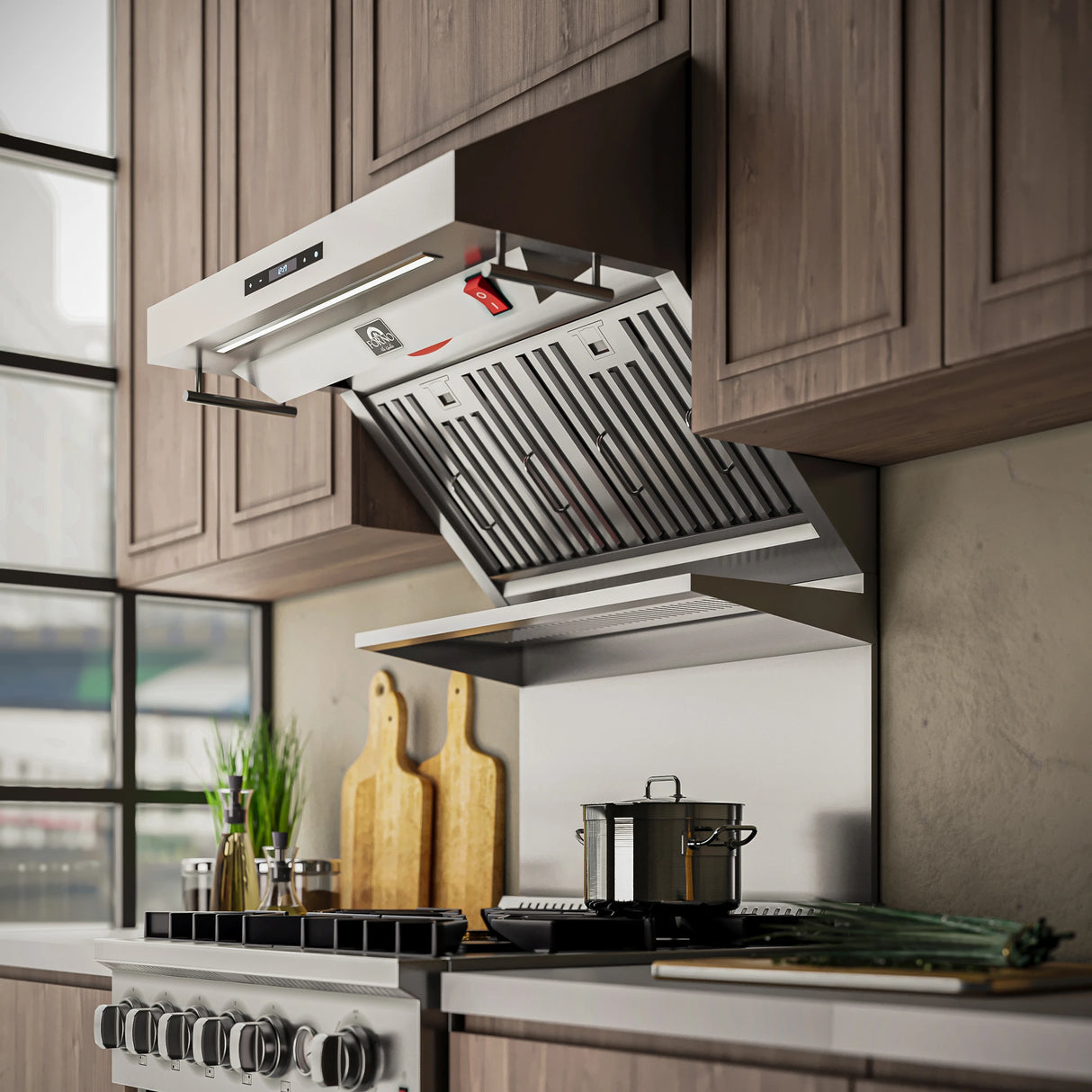FORNO  Savona 30-Inch Wall Mount Range Hood, Baffle Filters, Backsplash Included - Stainless Steel (FRHWM502930)