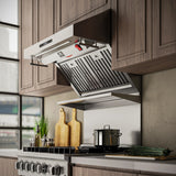 FORNO  Savona 30-Inch Wall Mount Range Hood, Baffle Filters, Backsplash Included - Stainless Steel (FRHWM502930)