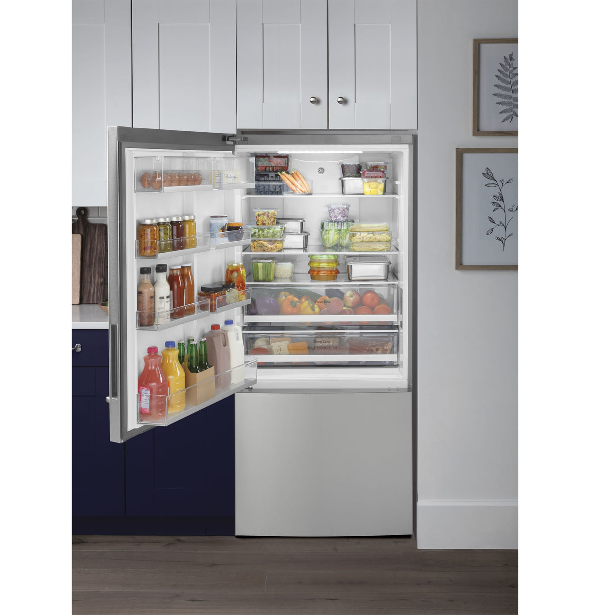 GE  17.7 Cu. Ft. Counter-Depth Bottom-Freezer Refrigerator - Stainless Steel (GBE17HYRFS)