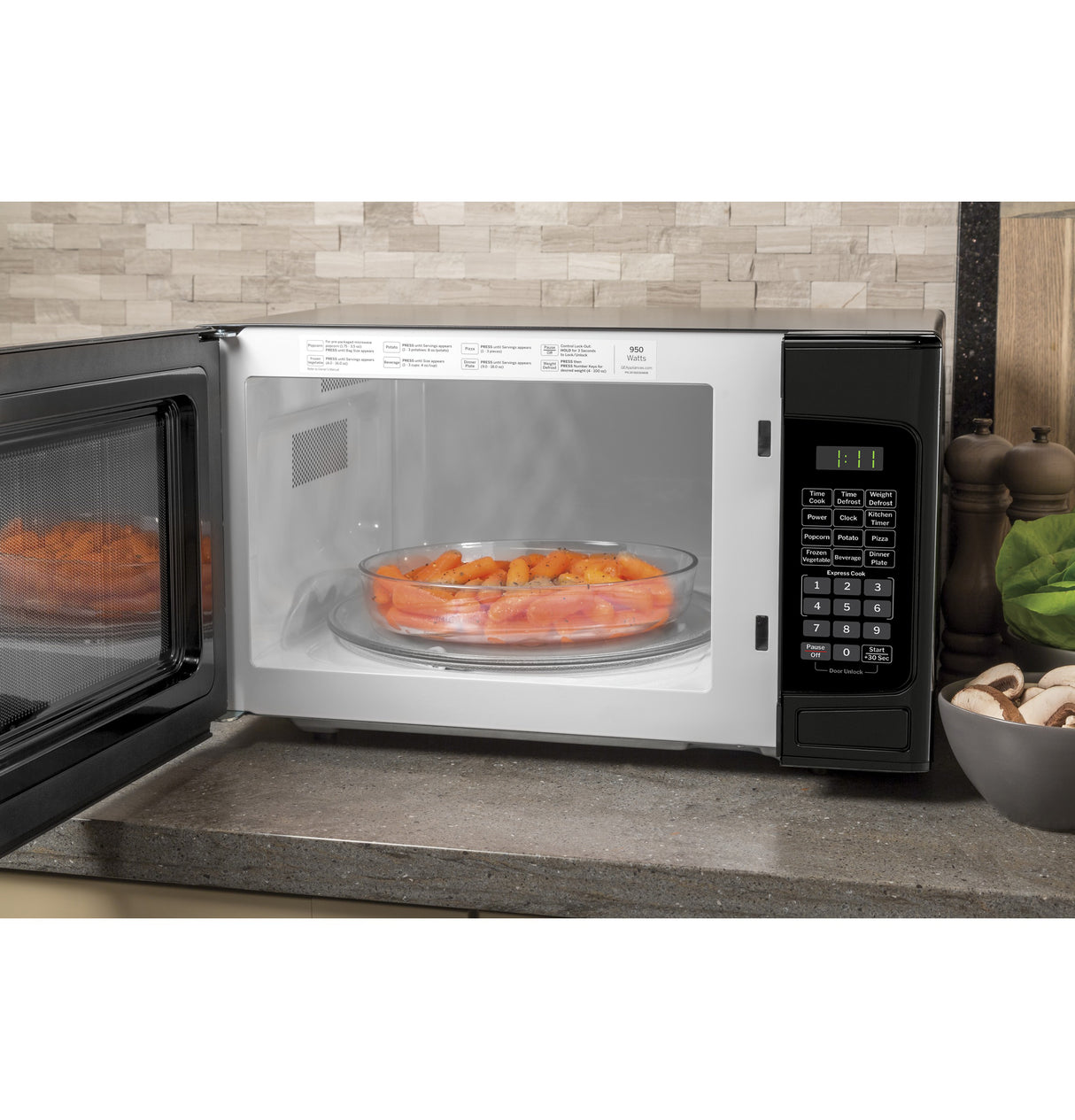 GE 1.1 Cu. Ft. Capacity Countertop Microwave Oven - Black (GCST11N1WBB)