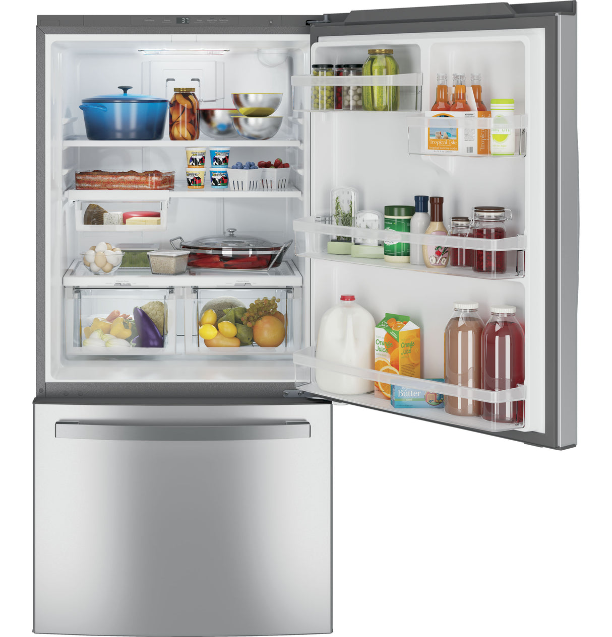 GE  24.8 Cu. Ft. Bottom-Freezer Drawer Refrigerator - Fingerprint Resistant Stainless Steel (GDE25EYKFS)