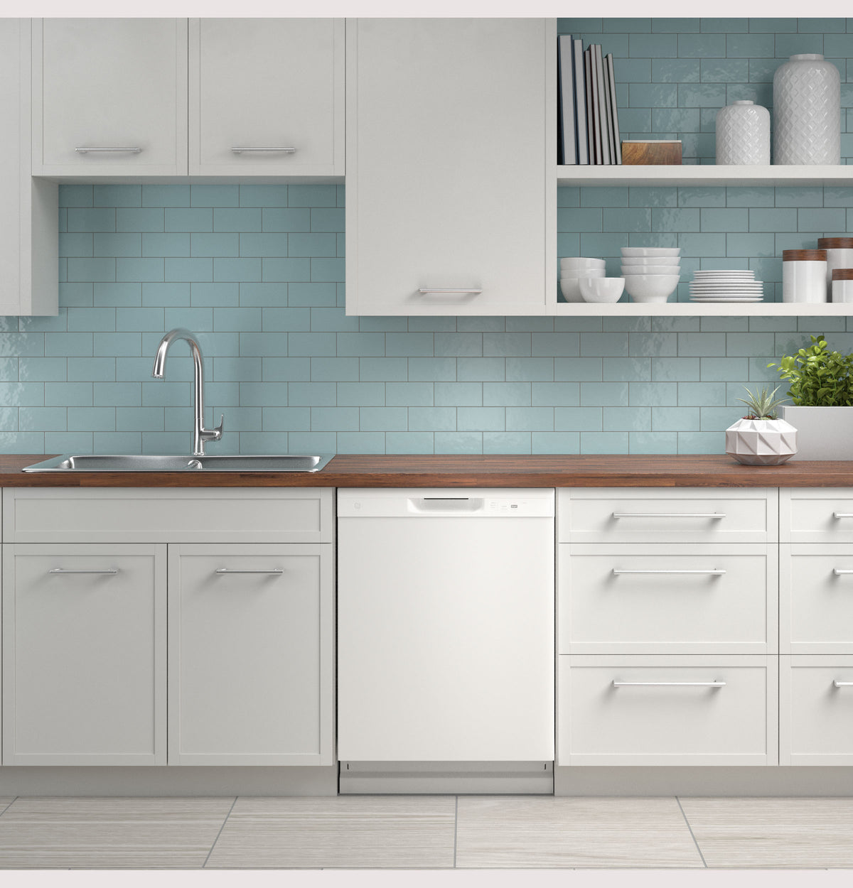 GE  Dishwasher with Front Controls - White (GDF450PGRWW)