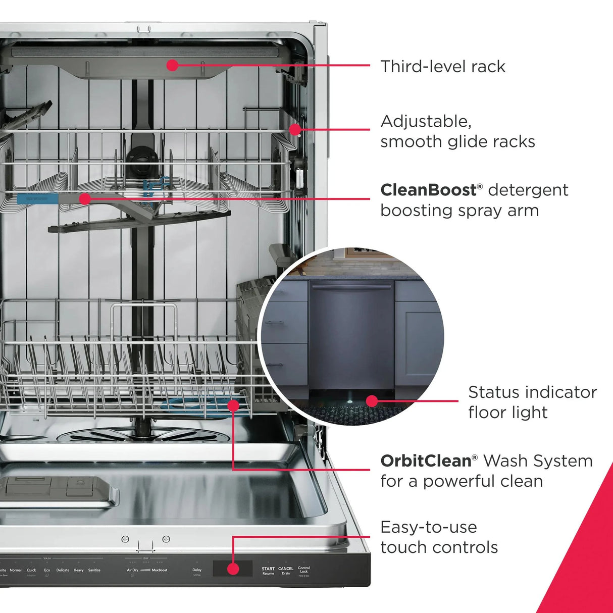 Frigidaire Gallery  24" Stainless Steel Tub Dishwasher with CleanBoost™ and Adaptive Quick Wash - Stainless Steel (GDSH4735AF)