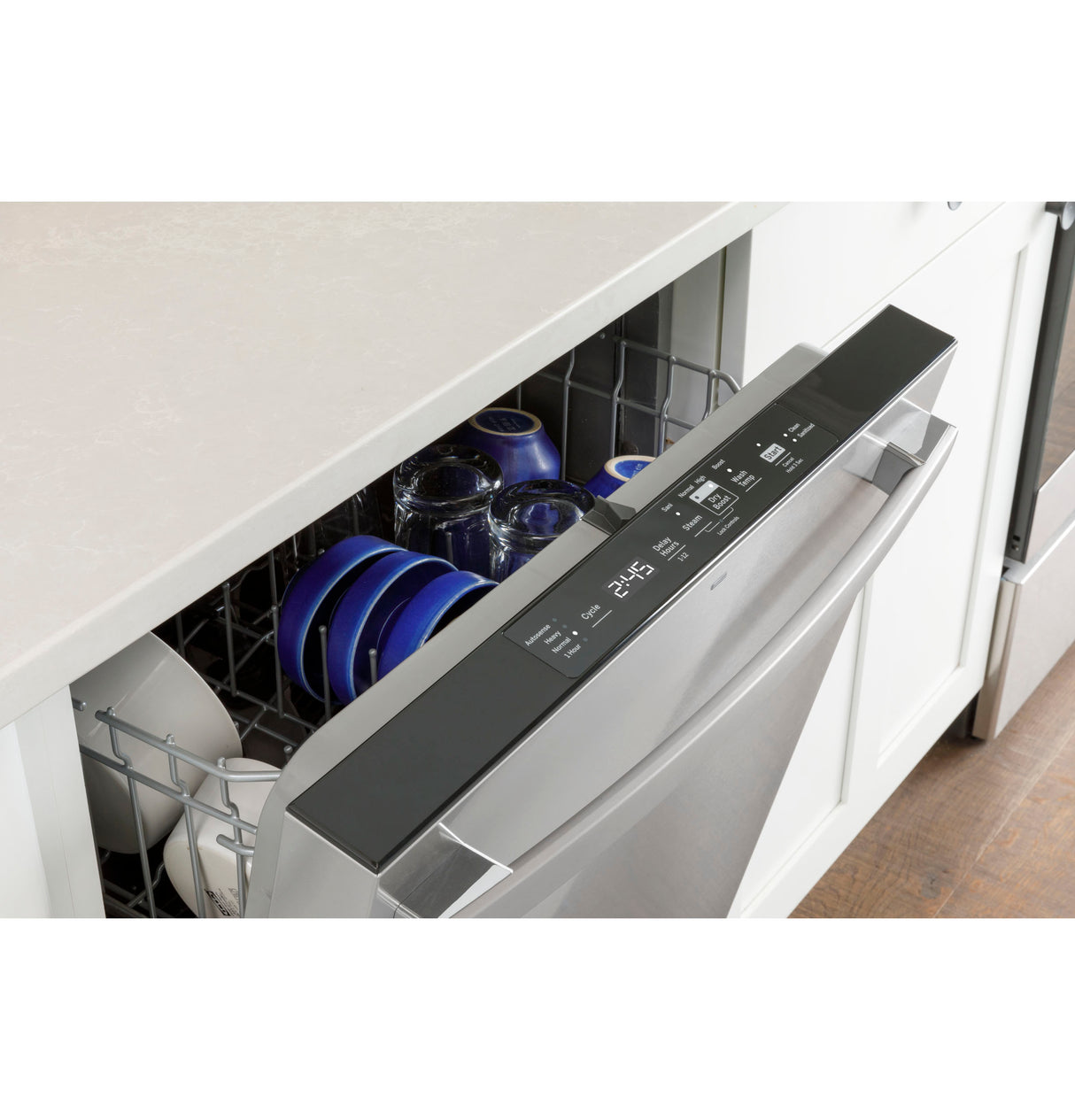 GE Top Control with Plastic Interior Dishwasher with Sanitize Cycle & Dry Boost - Black (GDT550PGRBB)