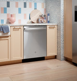GE Fingerprint Resistant Top Control with Interior Dishwasher with Sanitize Cycle - Silver (GDT650SYVFS)