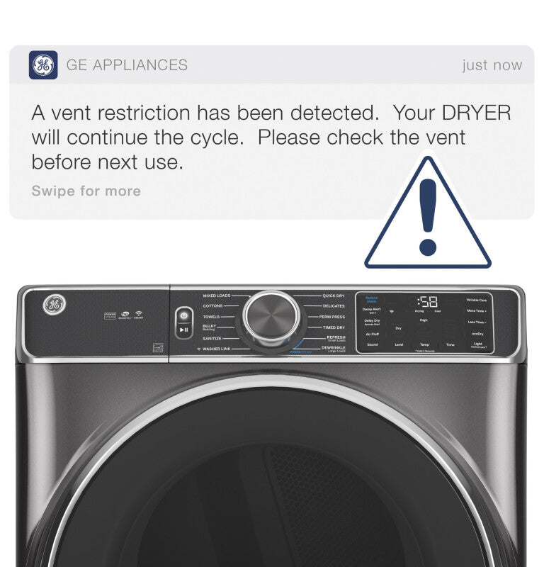 GE 7.8 cu. ft. Capacity Smart Front Load Electric Dryer with Sanitize Cycle - White (GFD55ESSNWW)