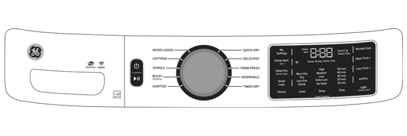 GE  7.8 cu. ft. Capacity Smart Front Load Electric Dryer with Sanitize Cycle - White (GFD55ESSNWW)