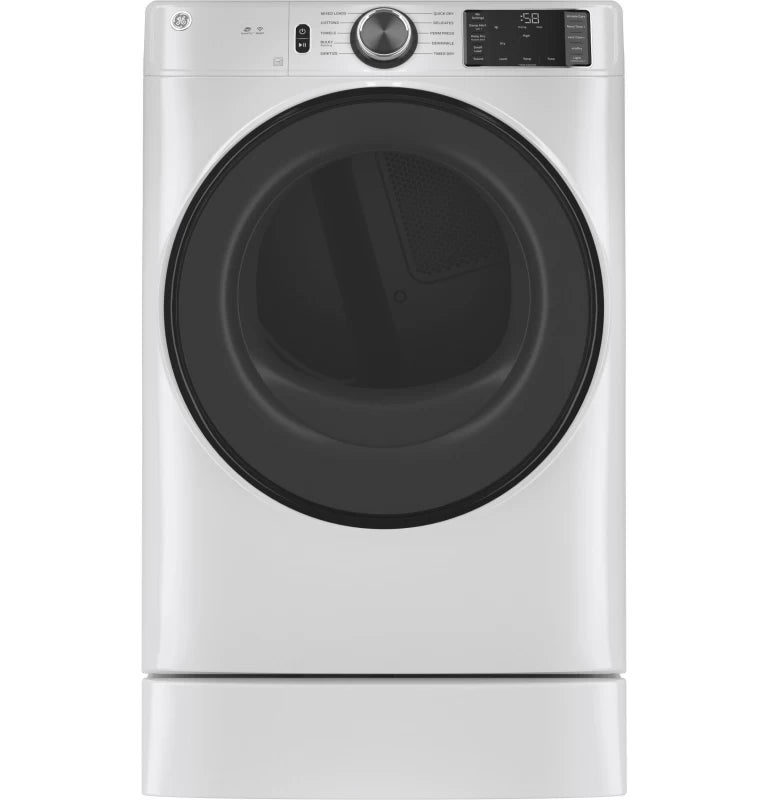 GE ENERGY STAR 7.8 cu. ft. Capacity Smart Front Load Gas Dryer with Sanitize Cycle - White (GFD55GSSNWW)