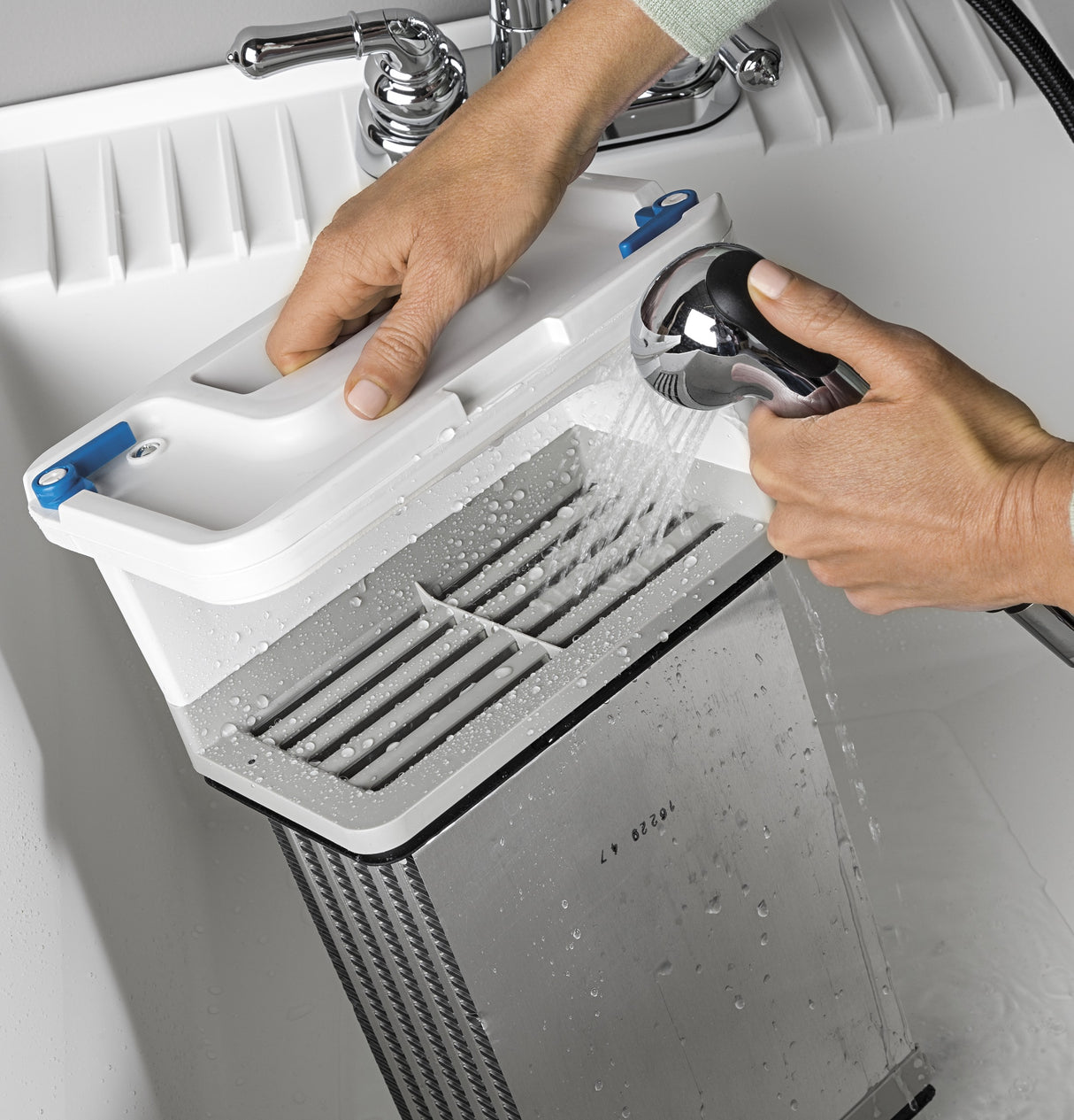 GE  24" 4.1 Cu.Ft. Front Load Ventless Condenser Electric Dryer with Stainless Steel Basket - White (GFT14ESSMWW)