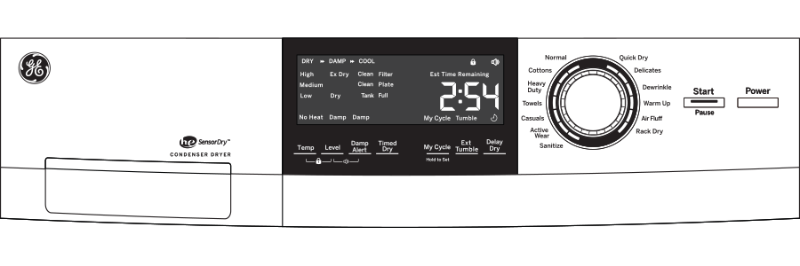 GE  24" 4.1 Cu.Ft. Front Load Ventless Condenser Electric Dryer with Stainless Steel Basket - White (GFT14ESSMWW)