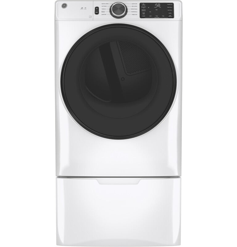 GE Long Vent 7.8 cu. ft. Capacity Smart Electric Dryer with Sanitize Cycle - White (GFV55ESSNWW)