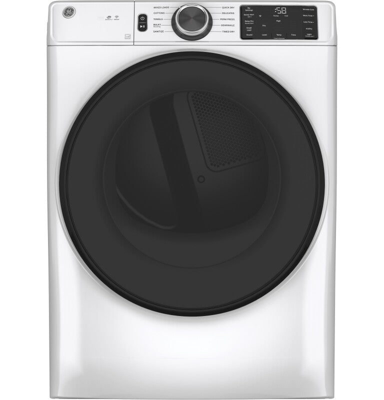 GE Long Vent 7.8 cu. ft. Capacity Smart Electric Dryer with Sanitize Cycle - White (GFV55ESSNWW)