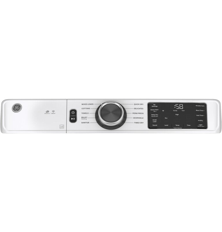 GE Long Vent 7.8 cu. ft. Capacity Smart Electric Dryer with Sanitize Cycle -  (GFV55ESSNWW)