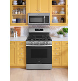 GE  30" Free-Standing Gas Convection Range with No Preheat Air Fry and EasyWash Oven Tray - Stainless Steel (GGF600AVSS)