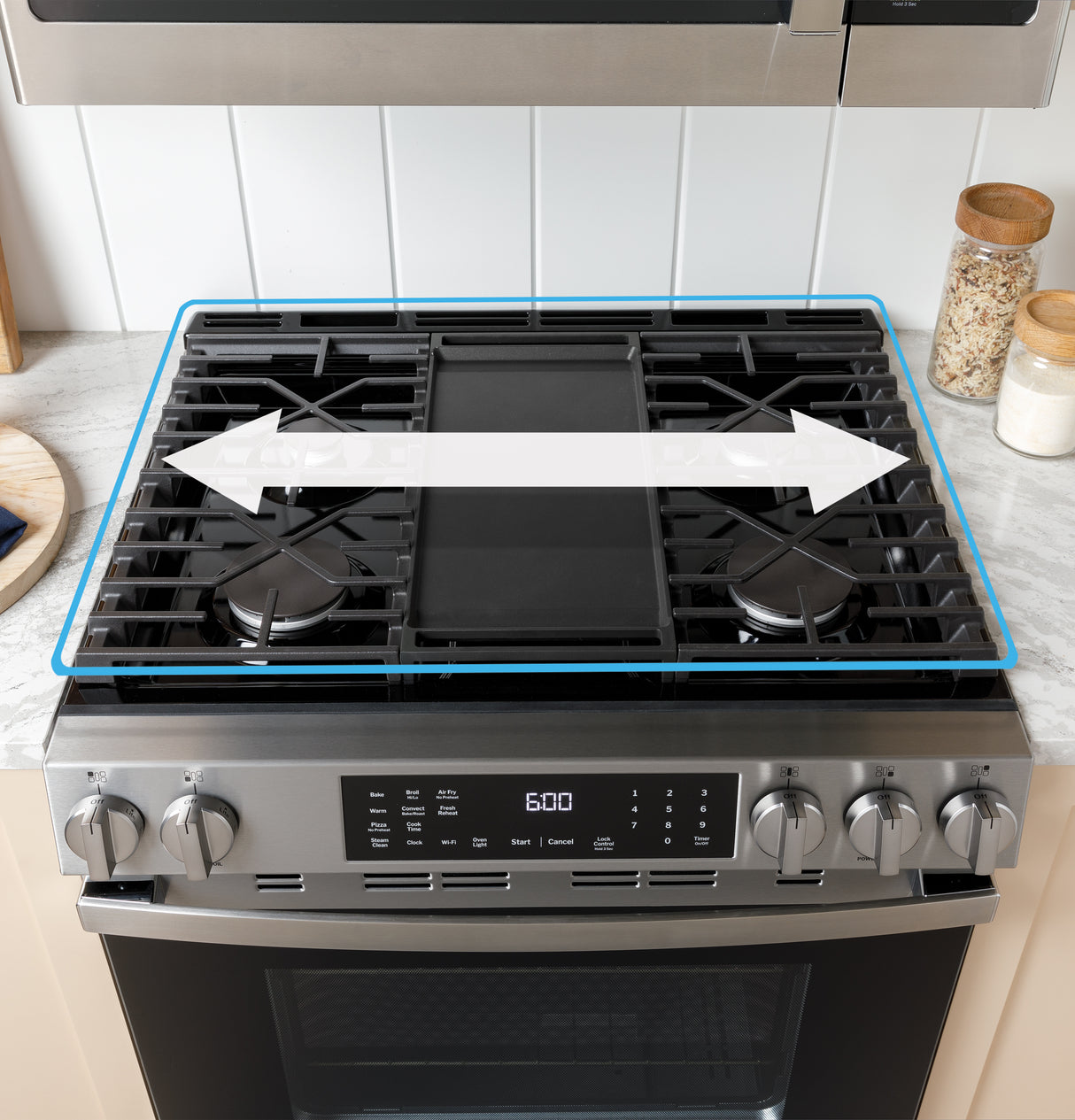 GE  30" Free-Standing Gas Convection Range with No Preheat Air Fry and EasyWash Oven Tray - Stainless Steel (GGF600AVSS)