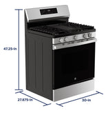 GE  30" Free-Standing Gas Convection Range with No Preheat Air Fry and EasyWash Oven Tray - Stainless Steel (GGF600AVSS)