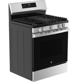 GE  30" Free-Standing Gas Convection Range with No Preheat Air Fry and EasyWash Oven Tray - Stainless Steel (GGF600AVSS)