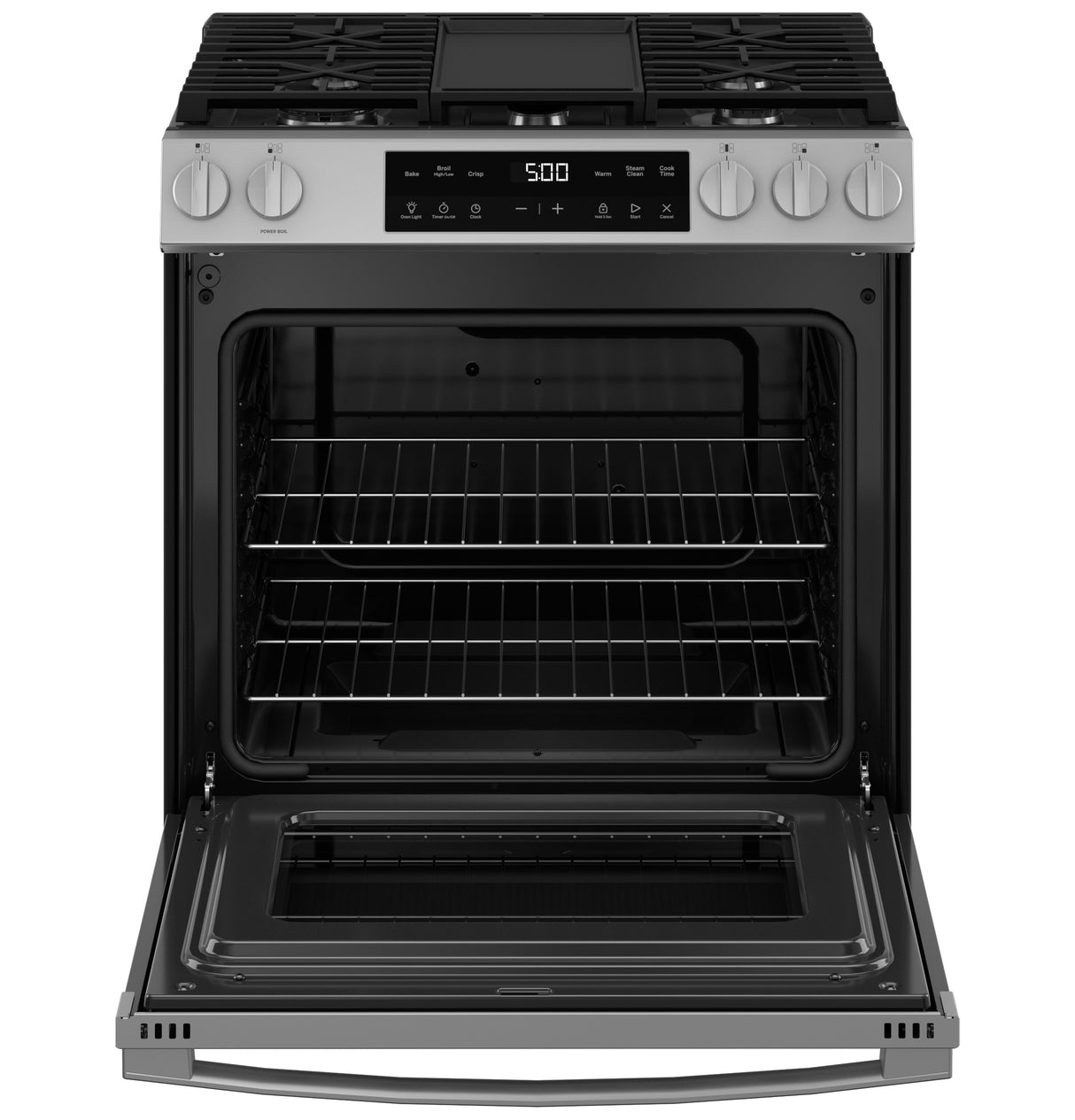 GE  30" Slide-In Front Control Gas Range with Crisp Mode - Stainless Steel (GGS500SVSS)