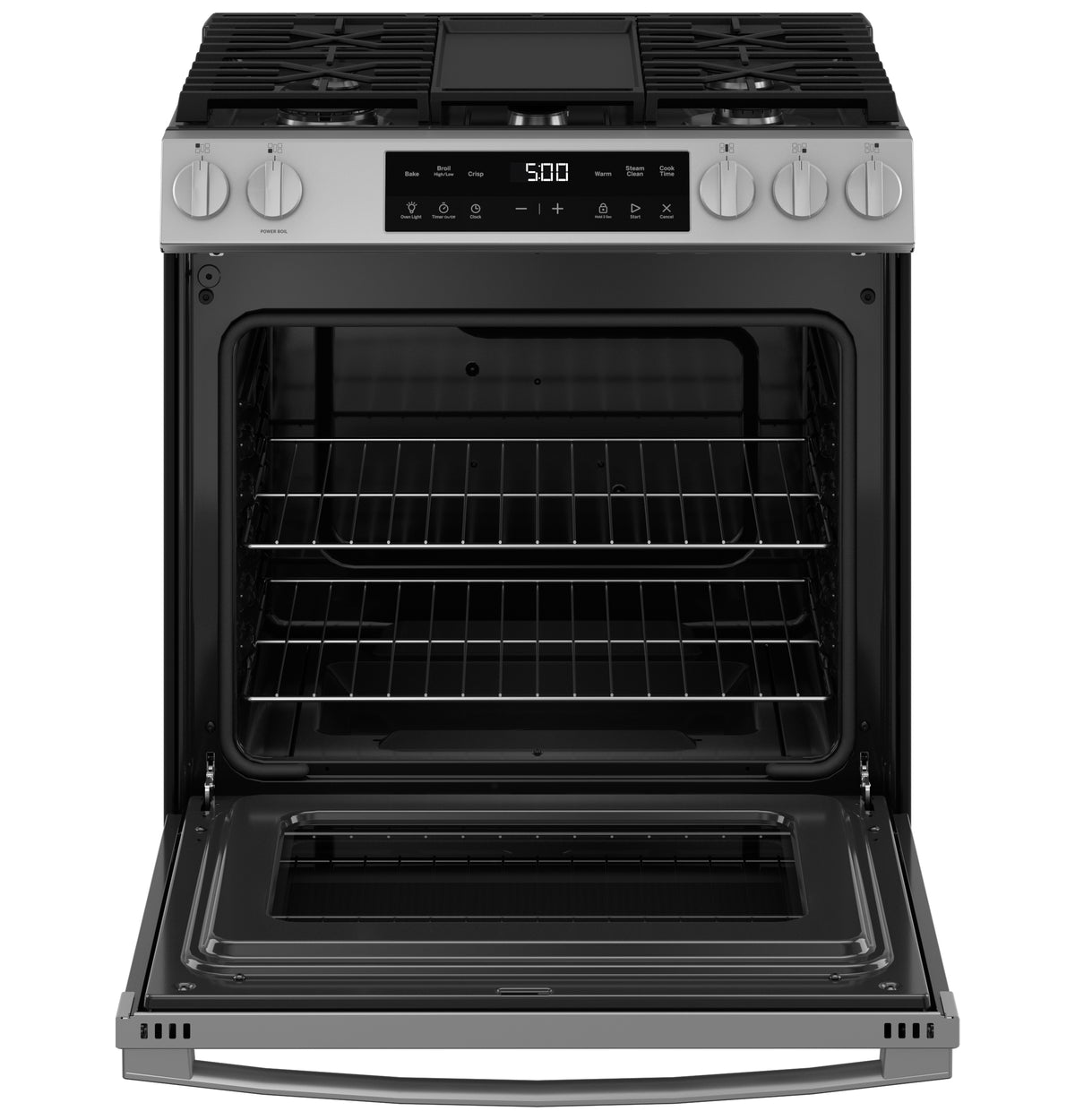 GE  30" Slide-In Front Control Gas Range with Crisp Mode - Stainless Steel (GGS500SVSS)
