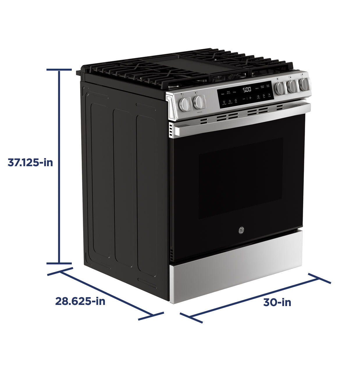 GE 30" Slide-In Front Control Gas Range with Crisp Mode - Stainless Steel (GGS500SVSS)