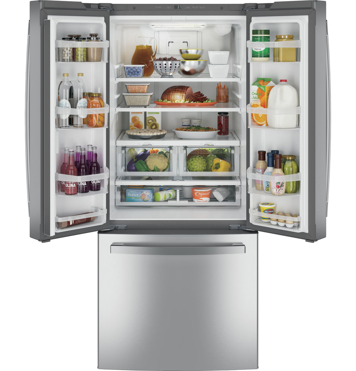 GE 20.8 Cu. Ft. French-Door Refrigerator - Stainless Steel (GNE21FYKFS)