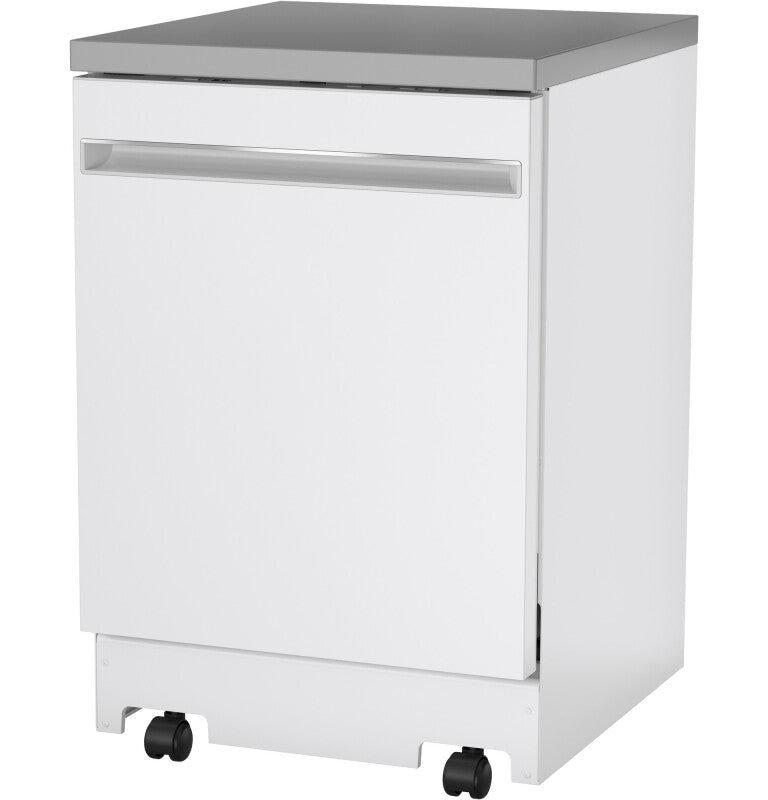 GE 24" Stainless Steel Interior Portable Dishwasher with Sanitize Cycle - White (GPT225SGLWW)