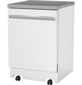 GE 24" Stainless Steel Interior Portable Dishwasher with Sanitize Cycle - White (GPT225SGLWW)