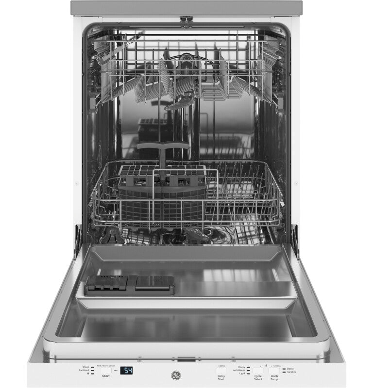 GE 24" Stainless Steel Interior Portable Dishwasher with Sanitize Cycle - White (GPT225SGLWW)