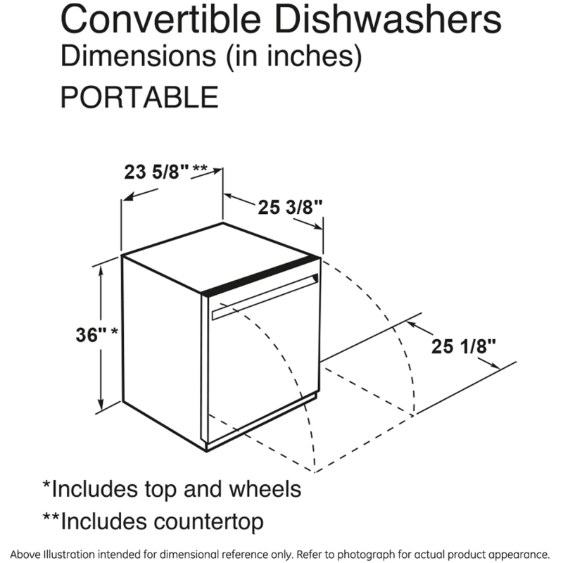 GE 24" Stainless Steel Interior Portable Dishwasher with Sanitize Cycle - White (GPT225SGLWW)