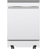 GE  24" Stainless Steel Interior Portable Dishwasher with Sanitize Cycle - White (GPT225SGLWW)