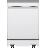 GE 24" Stainless Steel Interior Portable Dishwasher with Sanitize Cycle - White (GPT225SGLWW)