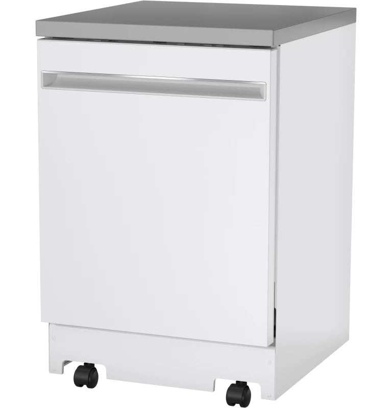 GE 24" Stainless Steel Interior Portable Dishwasher with Sanitize Cycle - White (GPT225SGLWW)