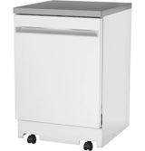GE 24" Stainless Steel Interior Portable Dishwasher with Sanitize Cycle - White (GPT225SGLWW)