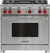 Wolf 36" Gas Range - 4 Burners and Infrared Charbroiler - Stainless Steel (GR364C)