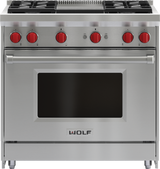 Wolf 36" Gas Range - 4 Burners and Infrared Griddle - Stainless Steel (GR364G)