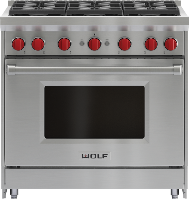 Wolf 36" Gas Range - 6 Burners - Stainless Steel (GR366LP)