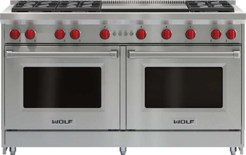 Wolf 60" Gas Range - 6 Burners and Infrared Dual Griddle - Stainless Steel (GR606DGLP)