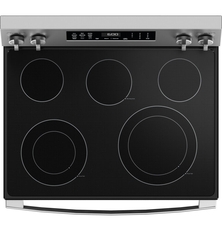 GE 30" Free-Standing Electric Convection Range with No Preheat Air Fry and EasyWash Oven Tray - Stainless Steel (GRF600AVSS)